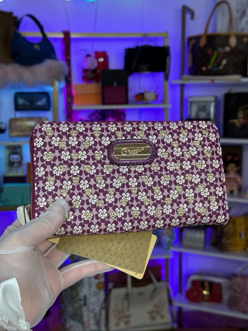 NWT Brangio Italy Women Wallet Laser Cut Sleek 3D Engraved Double Layer Clutch